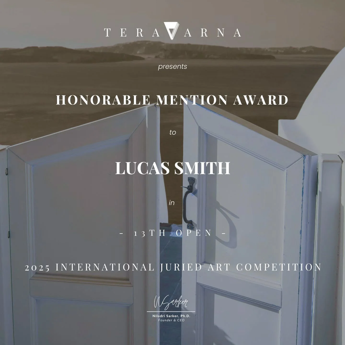 I&rsquo;m honored to have received an 🏅Honorable Mention Award from Teravarna in the 13th OPEN International Juried Art Competition for October 2025.

This international exhibition features 477 artists from 48 countries, celebrating creativity and c