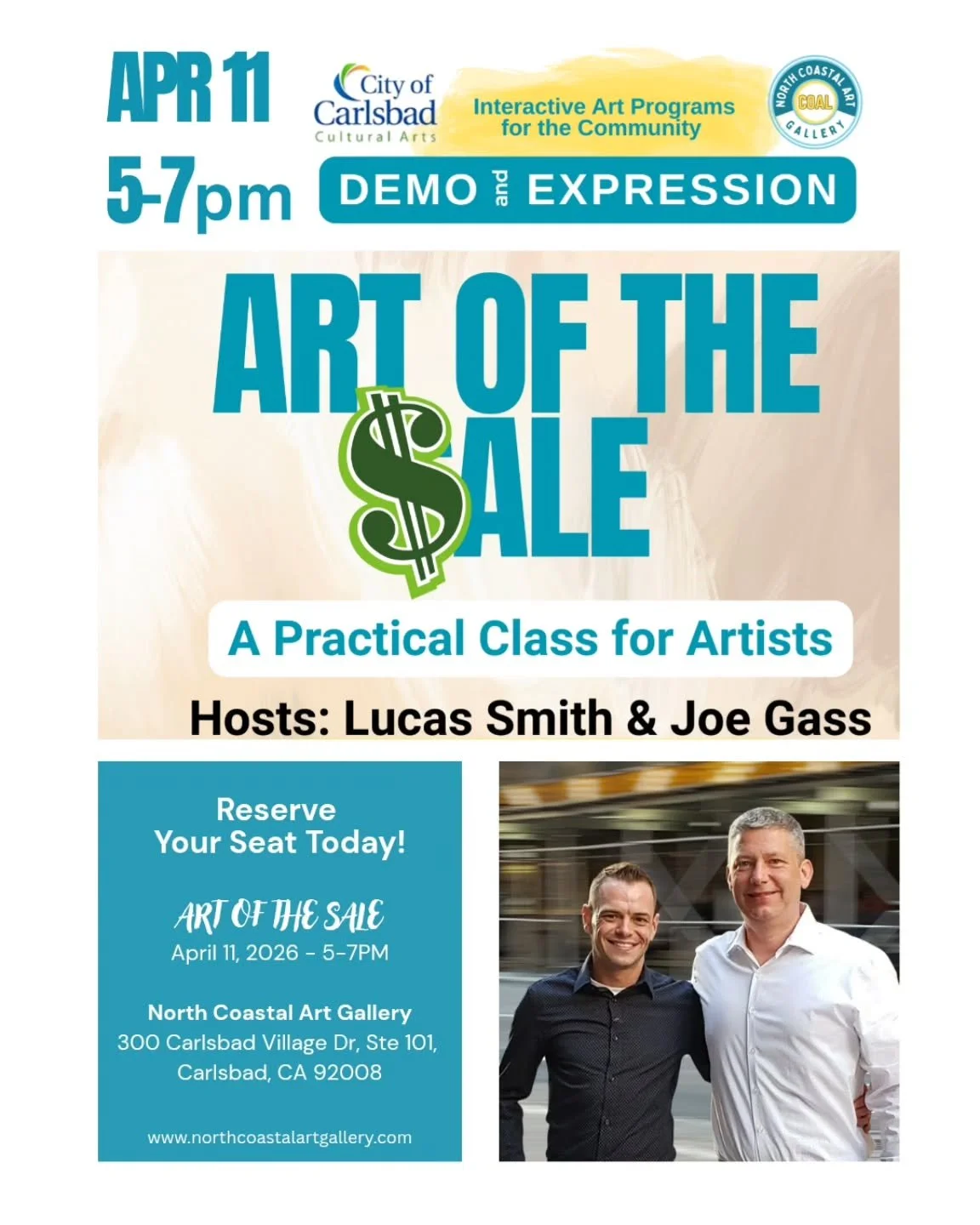 🎨 Art of the Sale | Artist Workshop

🚨 Seats are going fast &ndash; secure yours today!

Learn how to:
-Sell confidently in galleries
-Connect with collectors
-Use tips and resources other artists rely on

💡 Tip: Storytelling matters
Share your in
