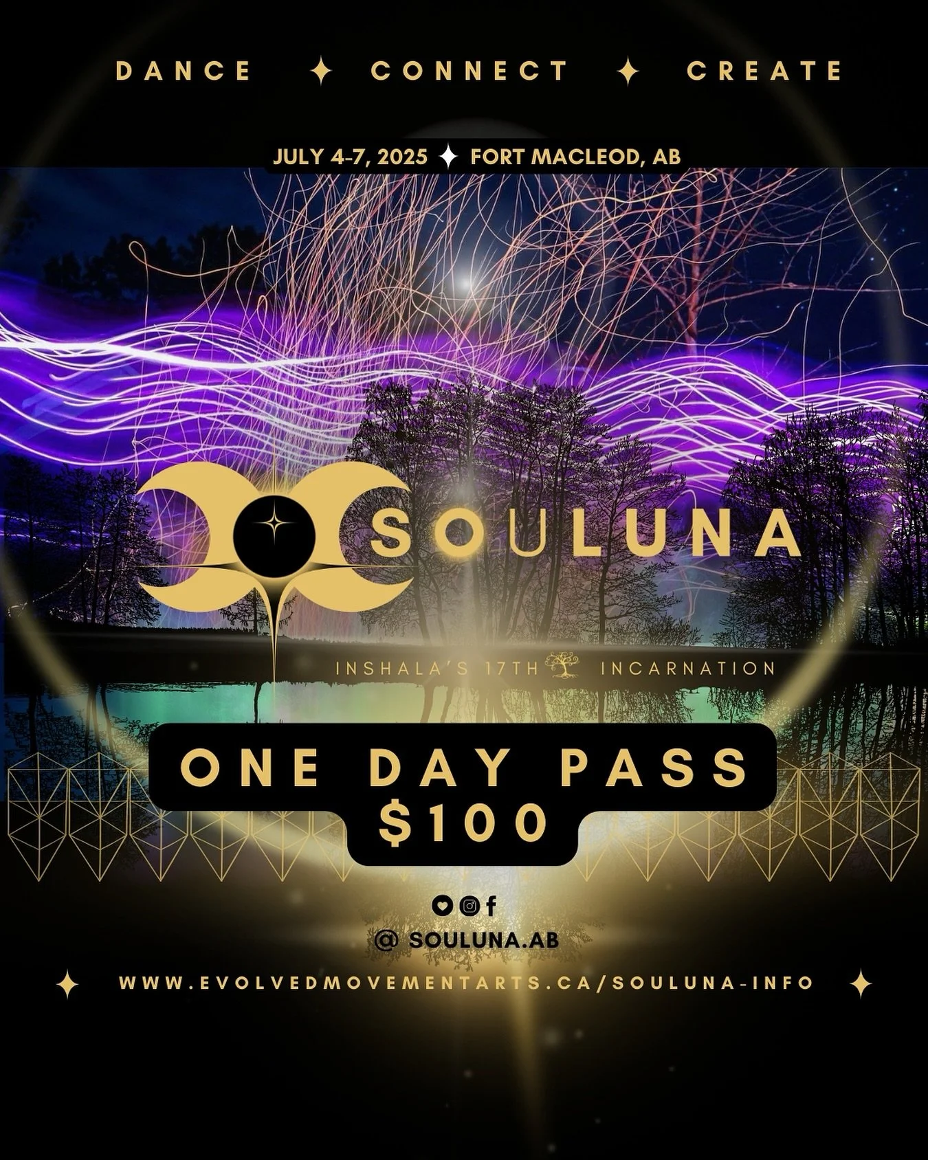 Happy Souluna Inshala Week!!

We are so excited to see you in the land.
For those only available to tip your toes in and join us for a day, day passes are now available.

#souluna #inshalafestival #evolvedmovementarts