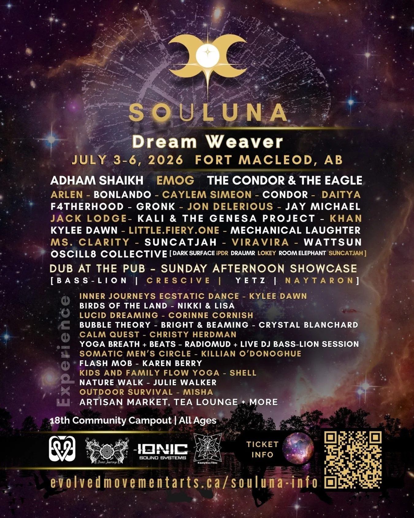 Music. Movement. Transformation. 

The Souluna lineup is here &mdash; and it&rsquo;s everything we hoped it would be. 

All of it outdoors &mdash; dancefloor to treeline, this year&rsquo;s programming is built for full-body presence. 

DJs who know h