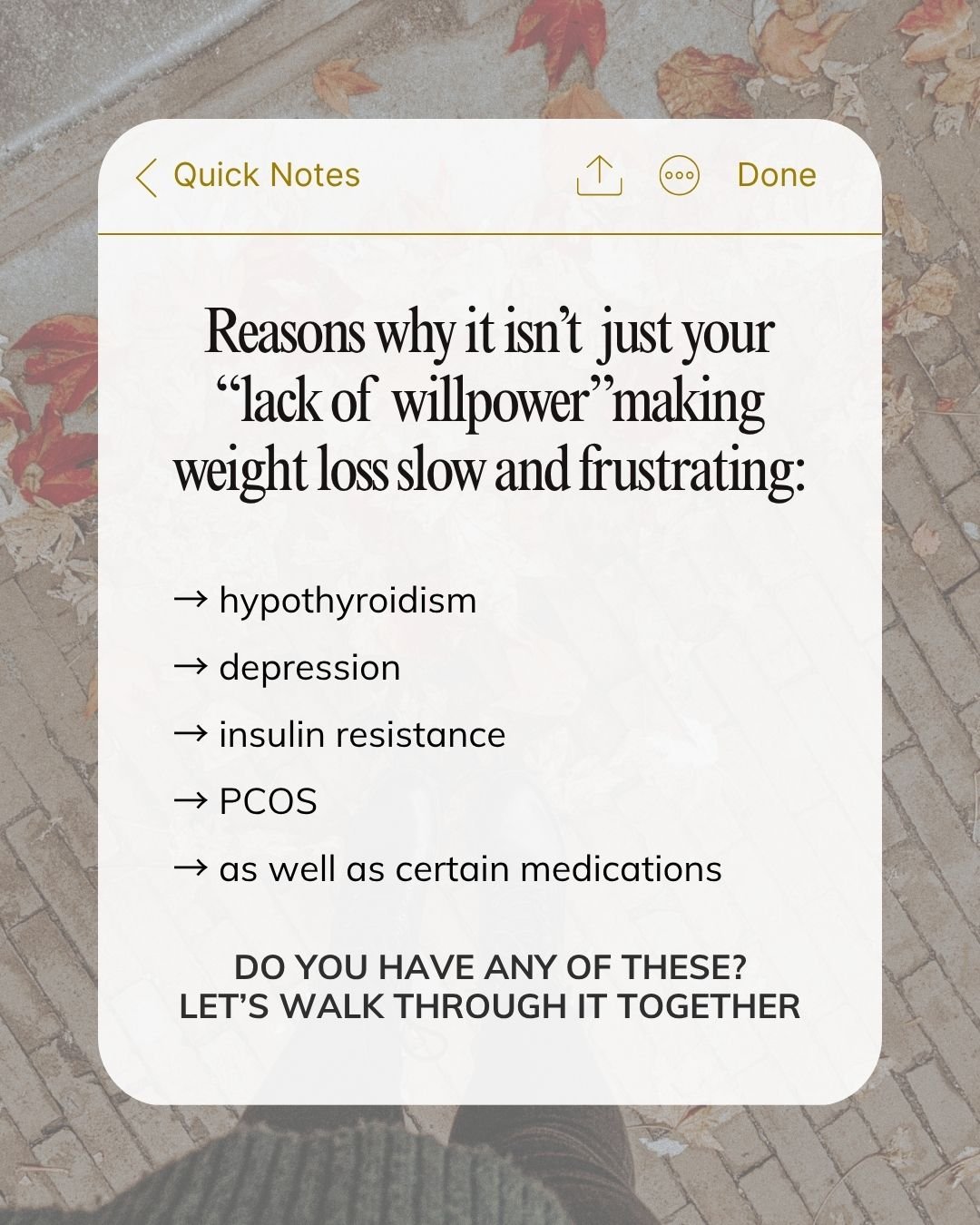 When you&rsquo;ve been doing &ldquo;everything right&rdquo; and the scale barely moves, it&rsquo;s more than frustrating. It&rsquo;s exhausting.

For many, it&rsquo;s not a lack of effort.
It&rsquo;s PCOS.
It&rsquo;s a thyroid that&rsquo;s underperfo