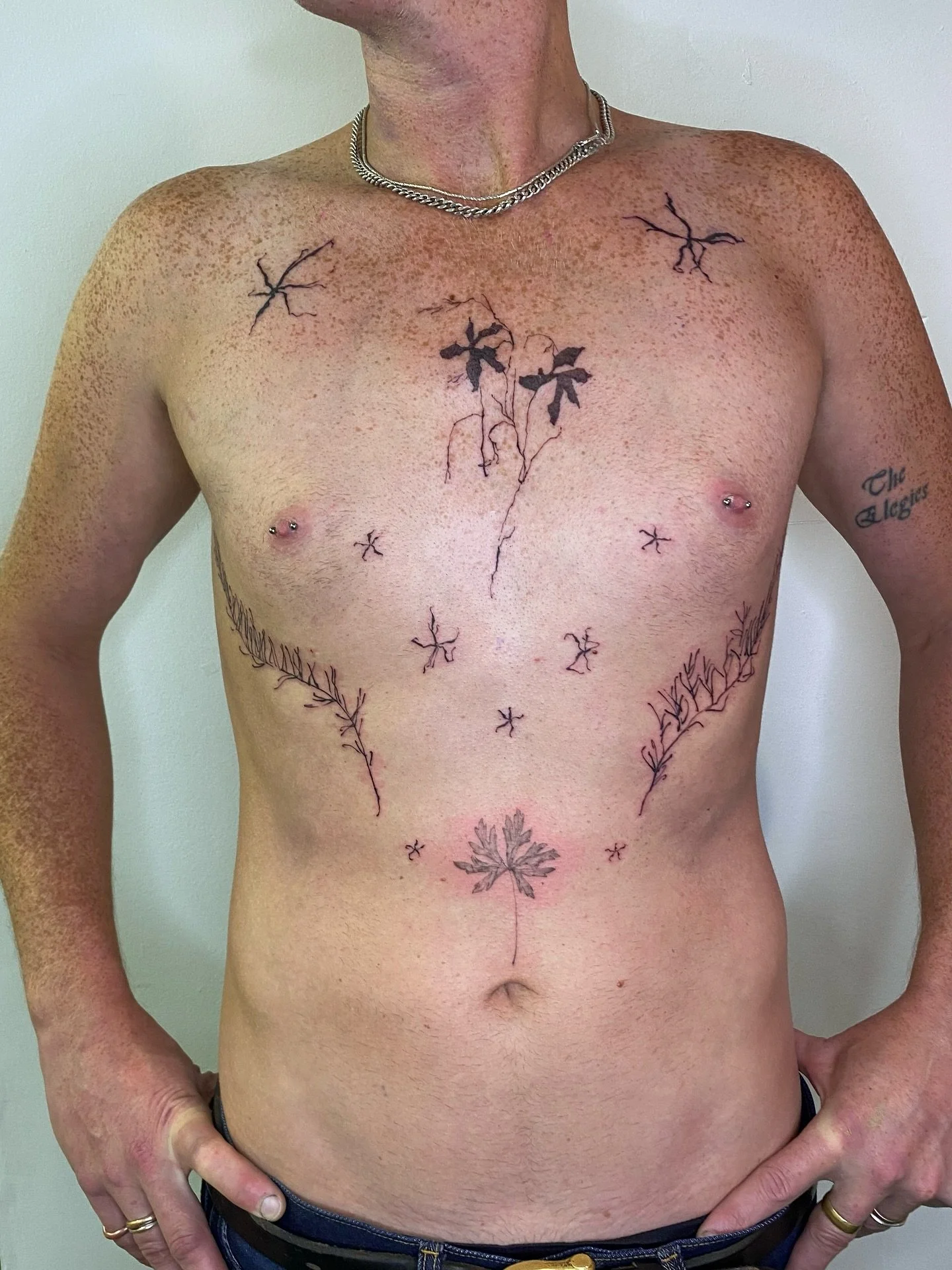 Custom chest composition from my time in Glasgow, kinda went cross eyed after doing all those lines on the rosemary but we did it and it looks so good! Done @greetingstattoo