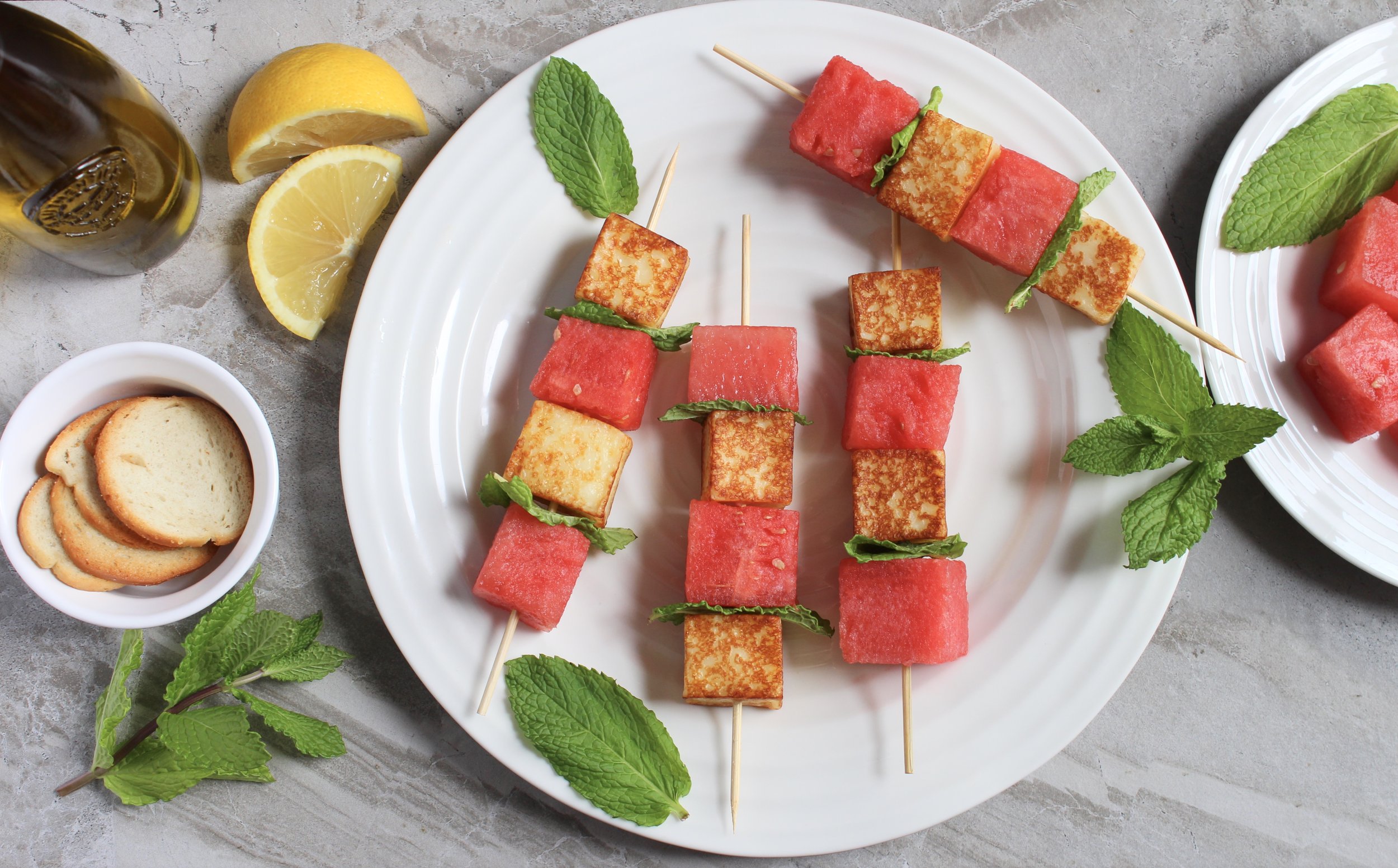 Halloumi, Watermellon and Mint Skewers