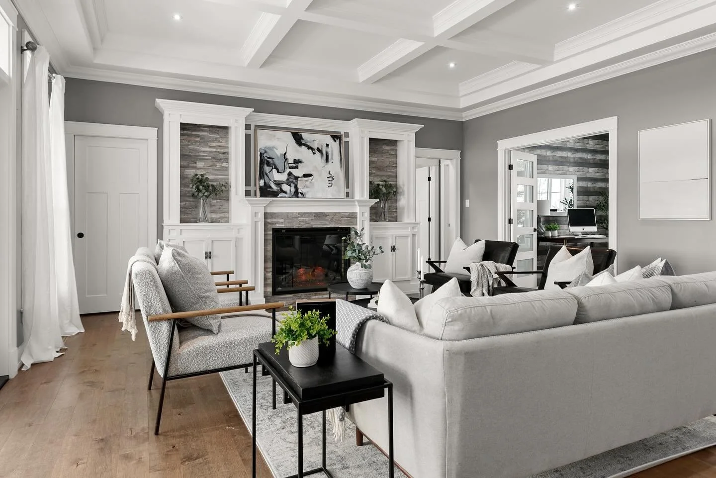 Staging is a great tool for large living rooms where there&rsquo;s no walls to put any furniture against. Many buyers can&rsquo;t visualize how they would set up their space, so take the guess work out of it and show them! 

This living room is the p