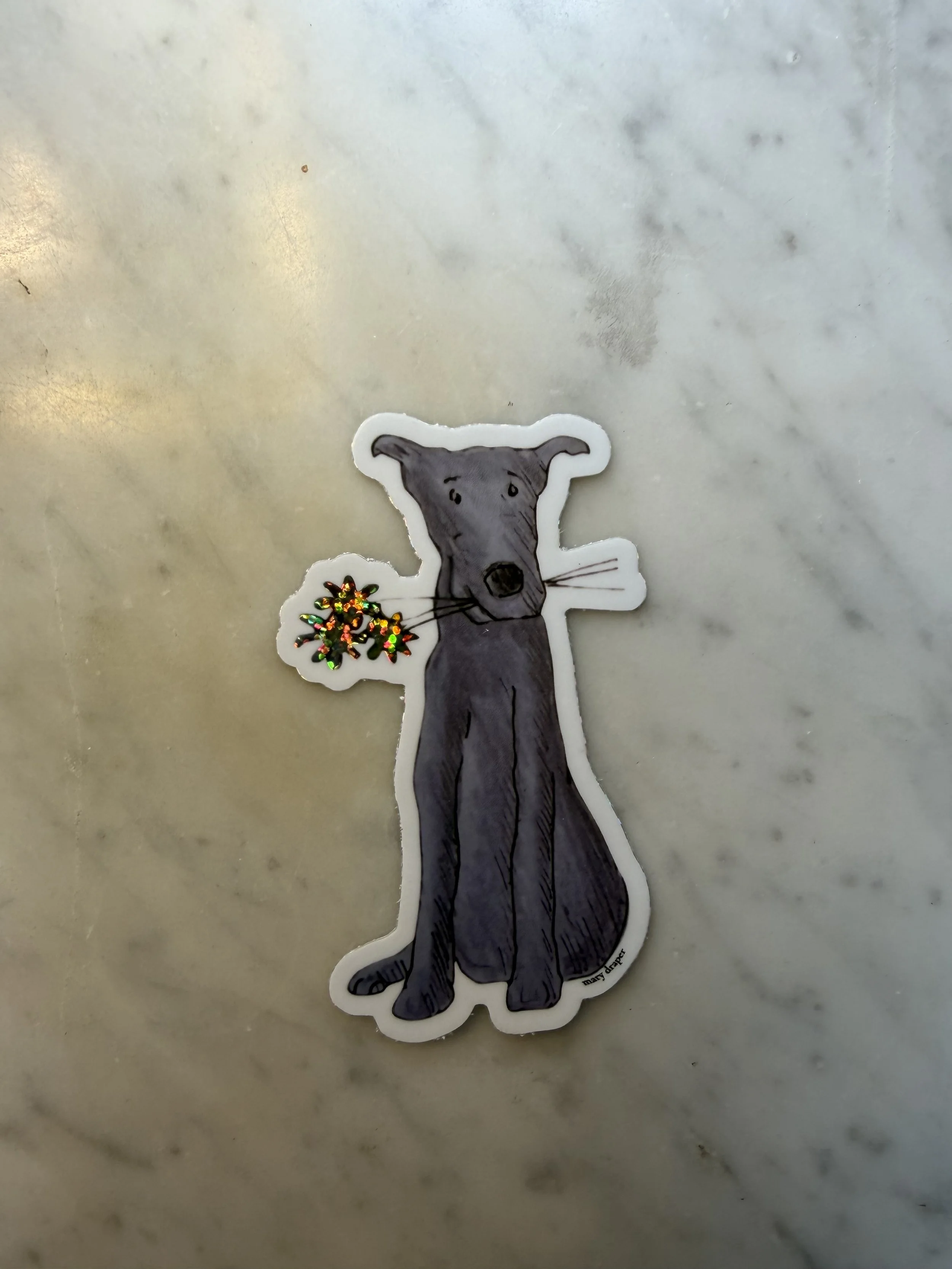 Alfred the Grey Dog —  Sparkly Sticker