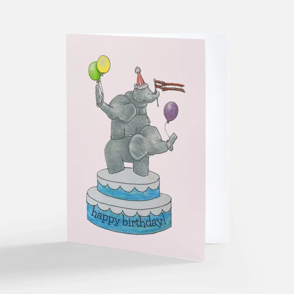 elephant trio birthday card