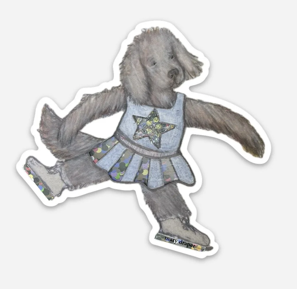 Stella the Skater Dog Sparkly sticker