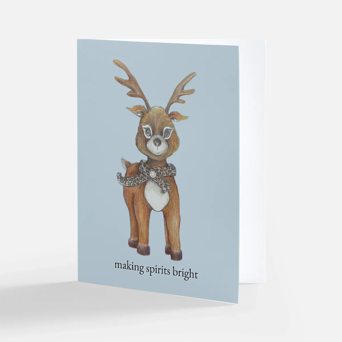 Making Spirits Bright: Blue-eyed Reindeer Holiday card