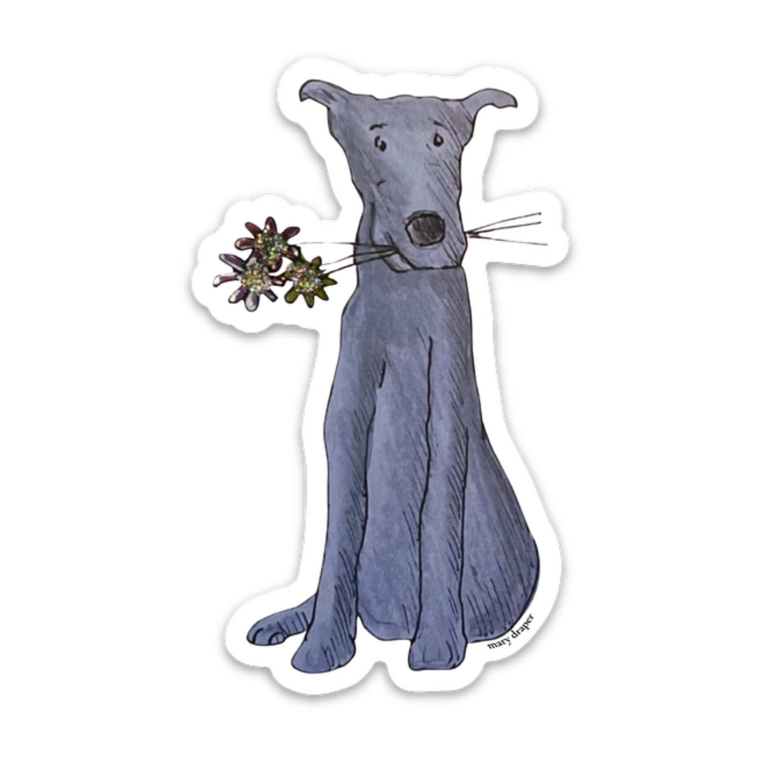 Alfred the Grey Dog —  Sparkly Sticker