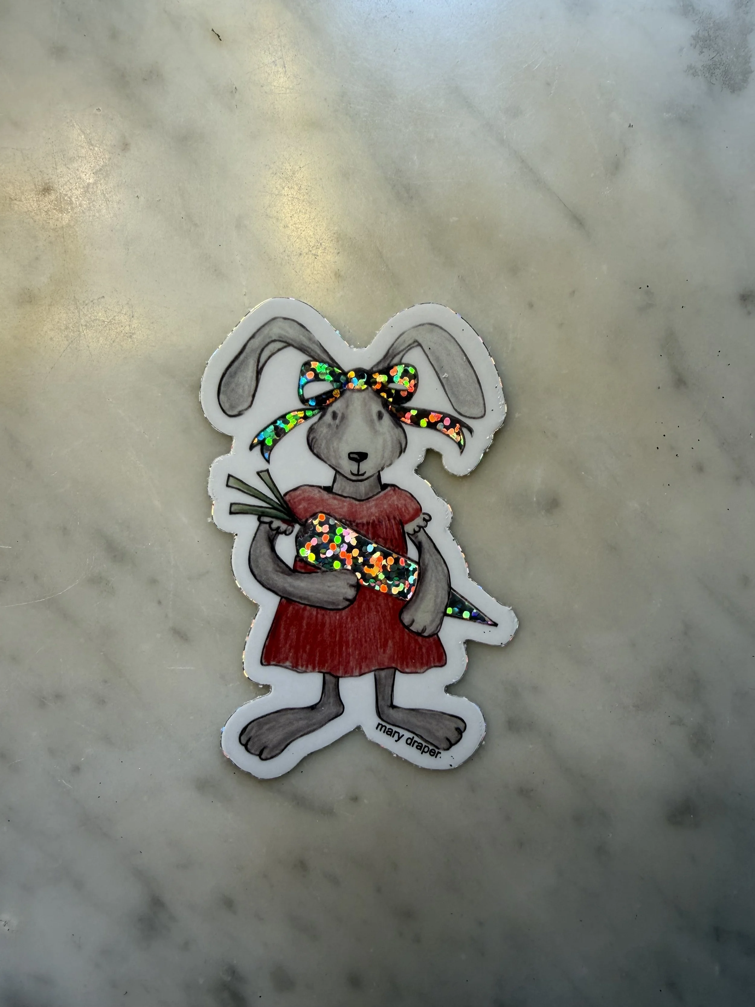 Charming Sparkly Bunny Sticker by Mary Draper