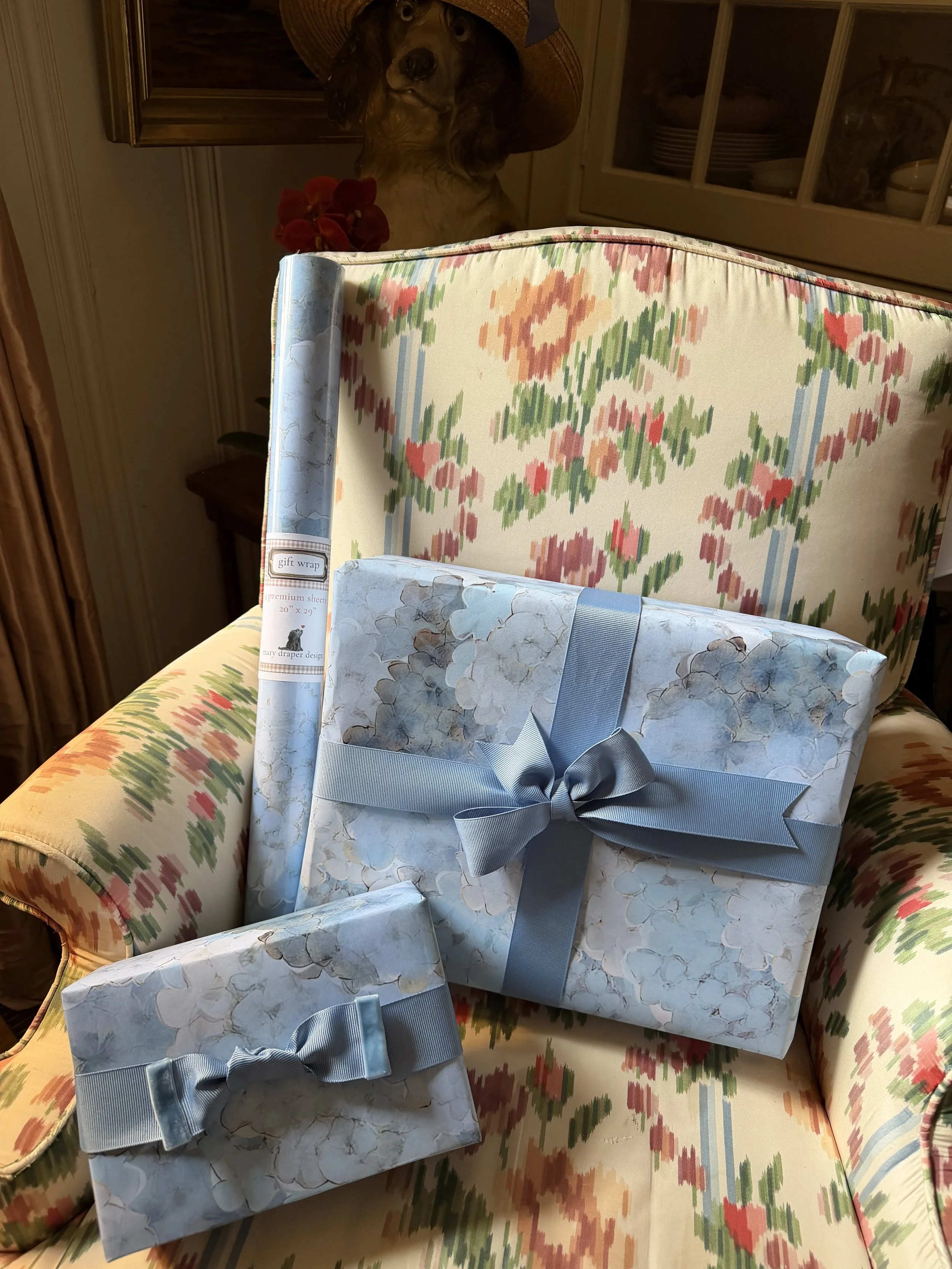 Hydrangea Blue Wrapping Paper