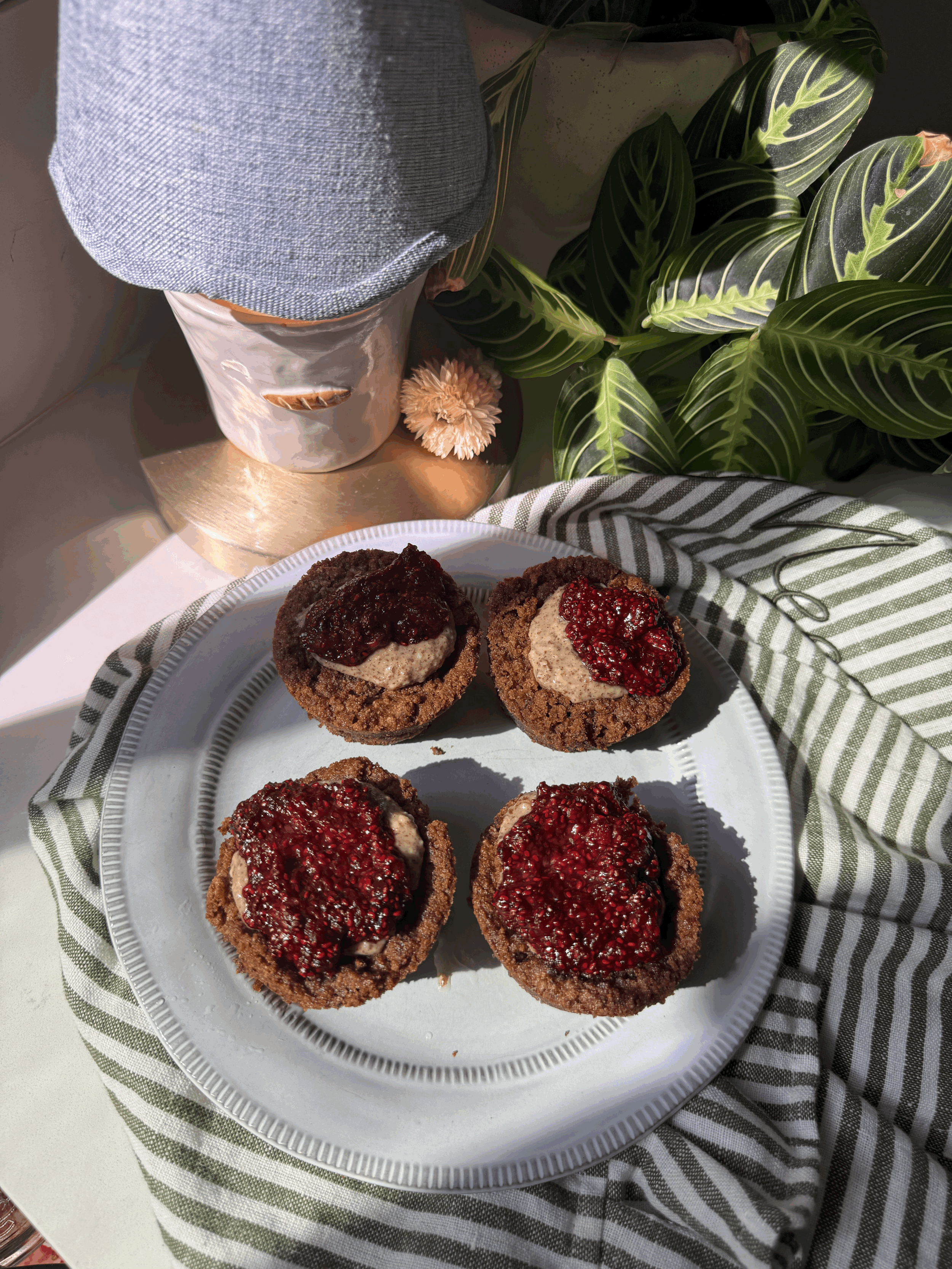Jammy Almond Butter Collagen Muffins -a cozy nutrient dense muffin for postpartum, pregnancy + everyday nourishment