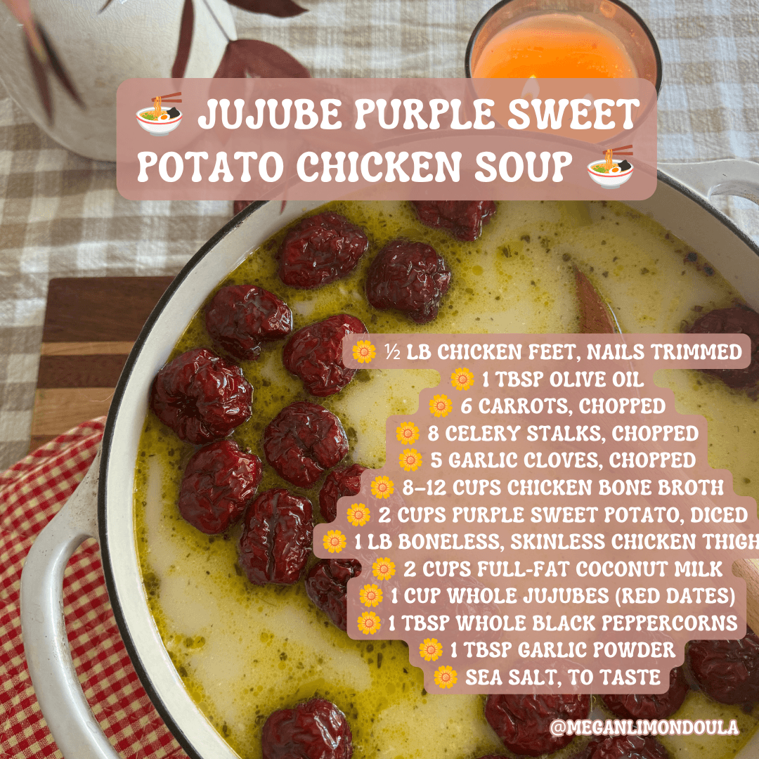 jujube soup chicken sweet potato in pot postpartum