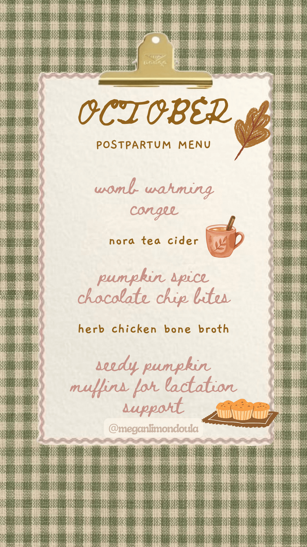seasonal postpartum menu graphic