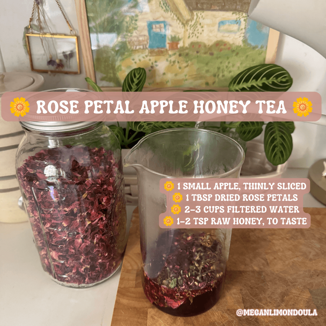 rose petal apple honey tea glass tumbler in kitchen