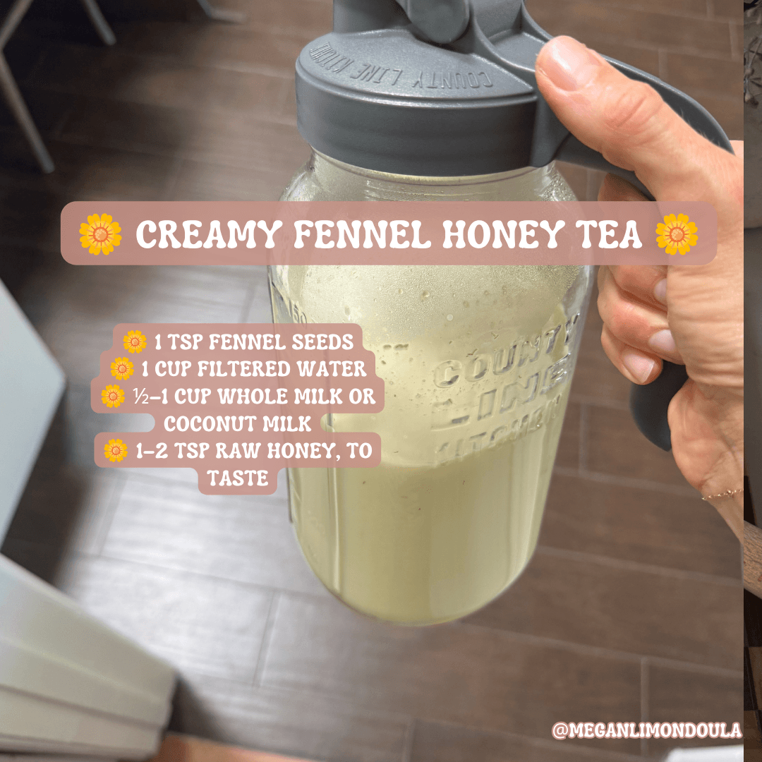 creamy fennel honey tea in glass jar