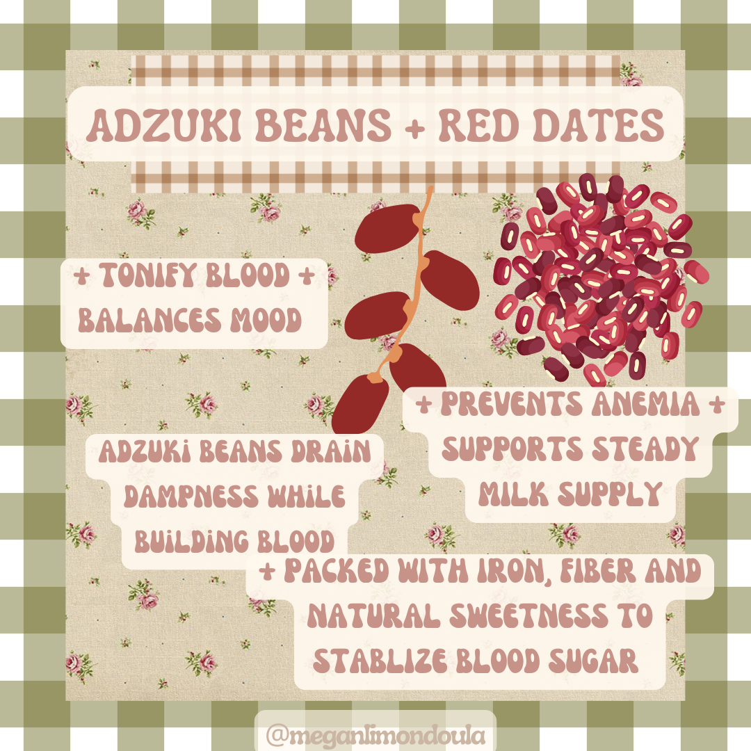 adzuki beans and red dates benefits postpartum