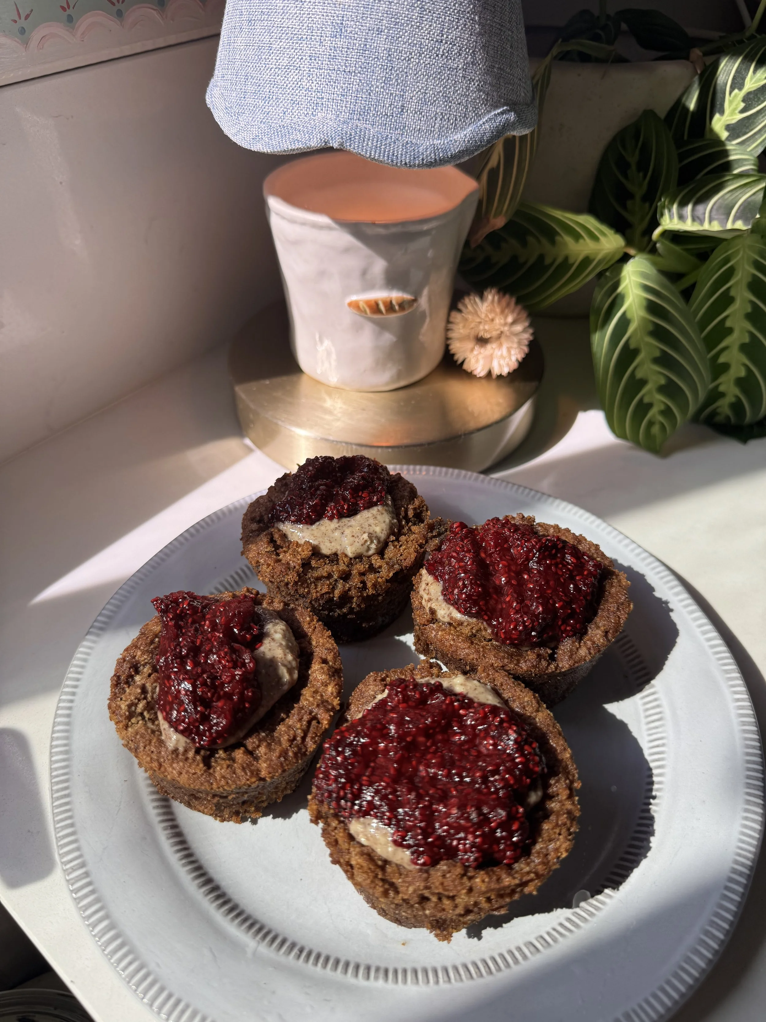 Jammy Almond Butter Collagen Muffins
