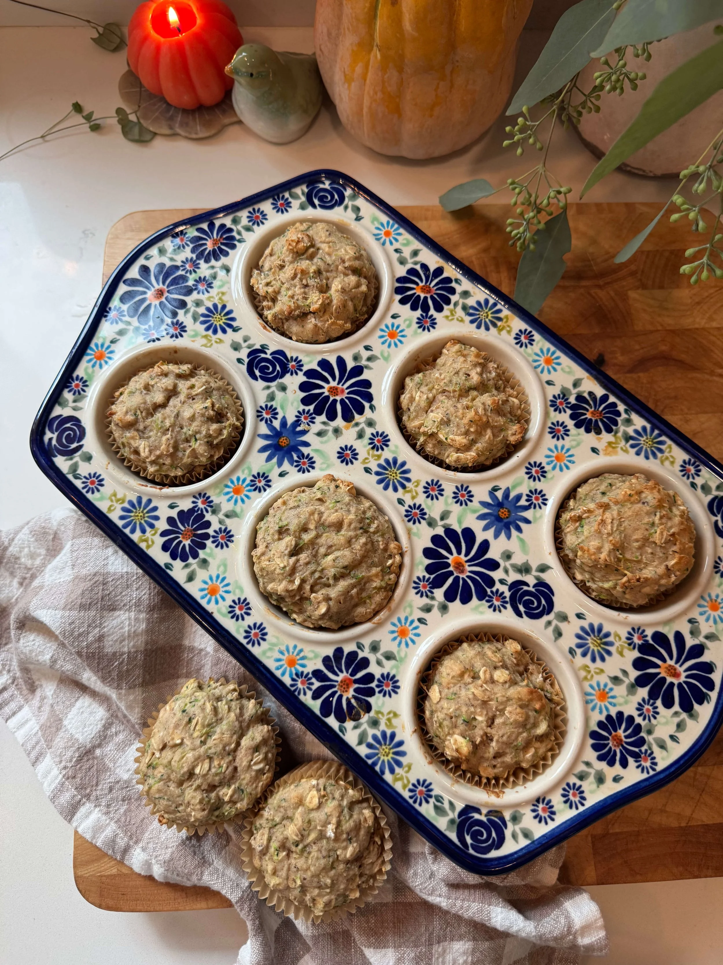 muffins on plate in kitchen zucchini in muffin pan