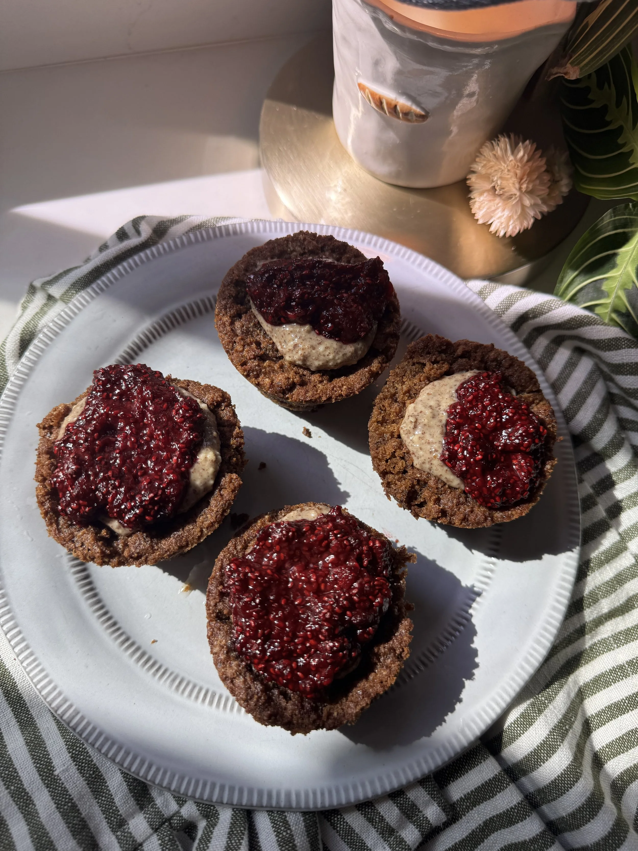 Jammy Almond Butter Collagen Muffins