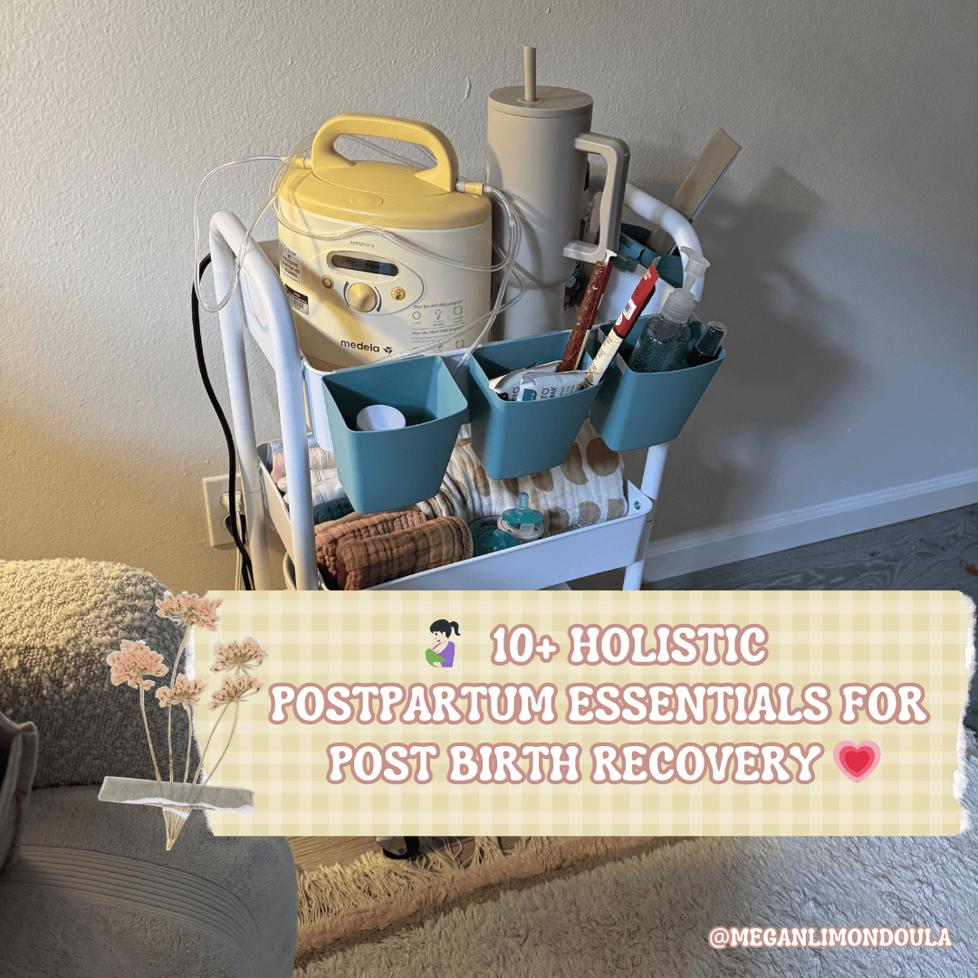 10 + holistic postpartum essentials for post birth recovery nursing cart