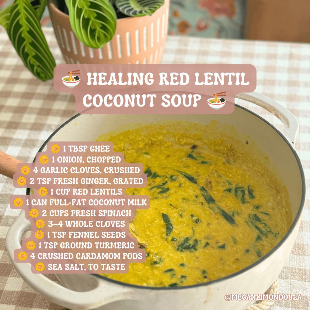 red lentil coconut soup dal postpartum soup pot