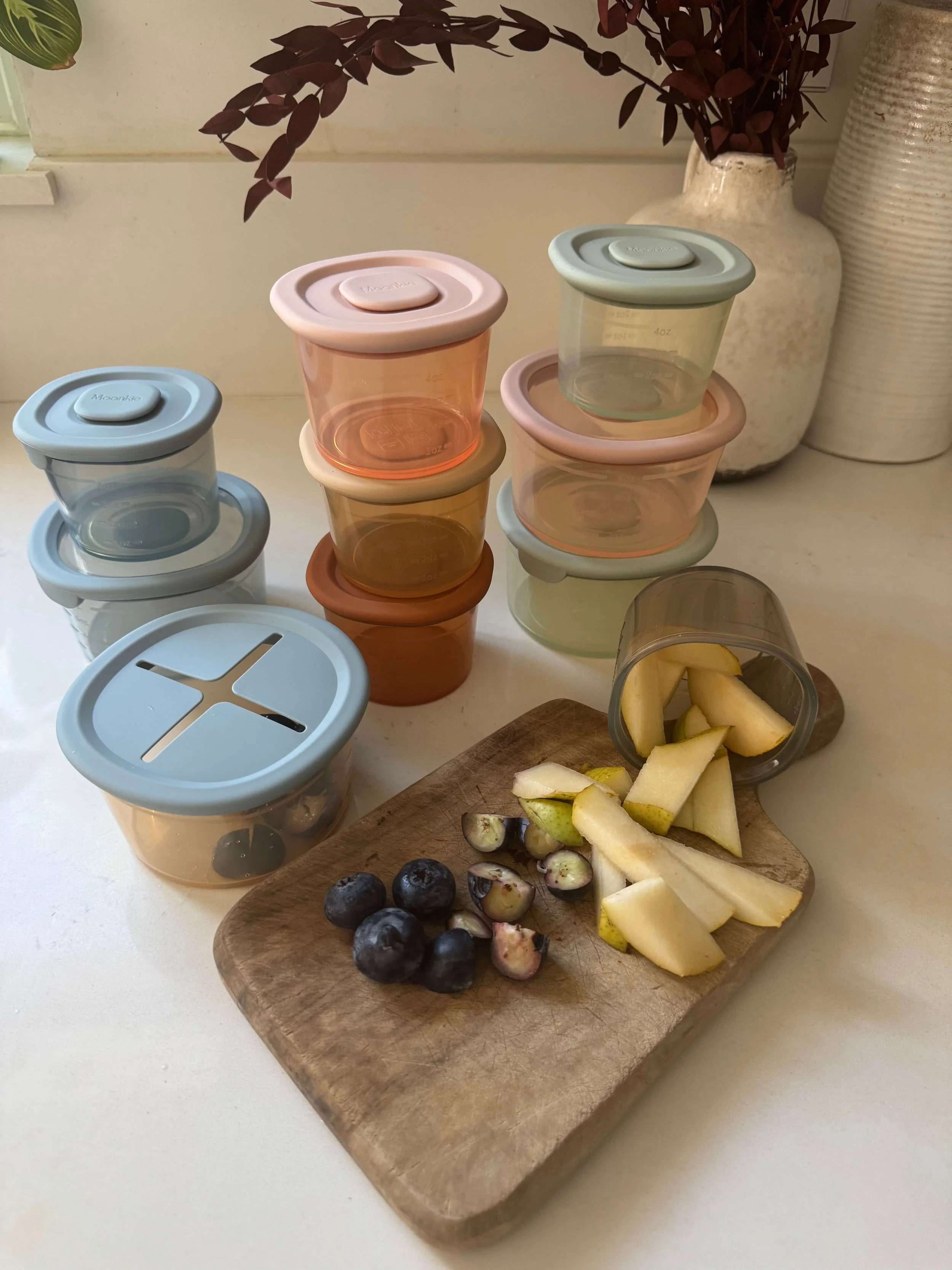 silicon plate cup pumpkins kitchen table pears cookie blueberries
