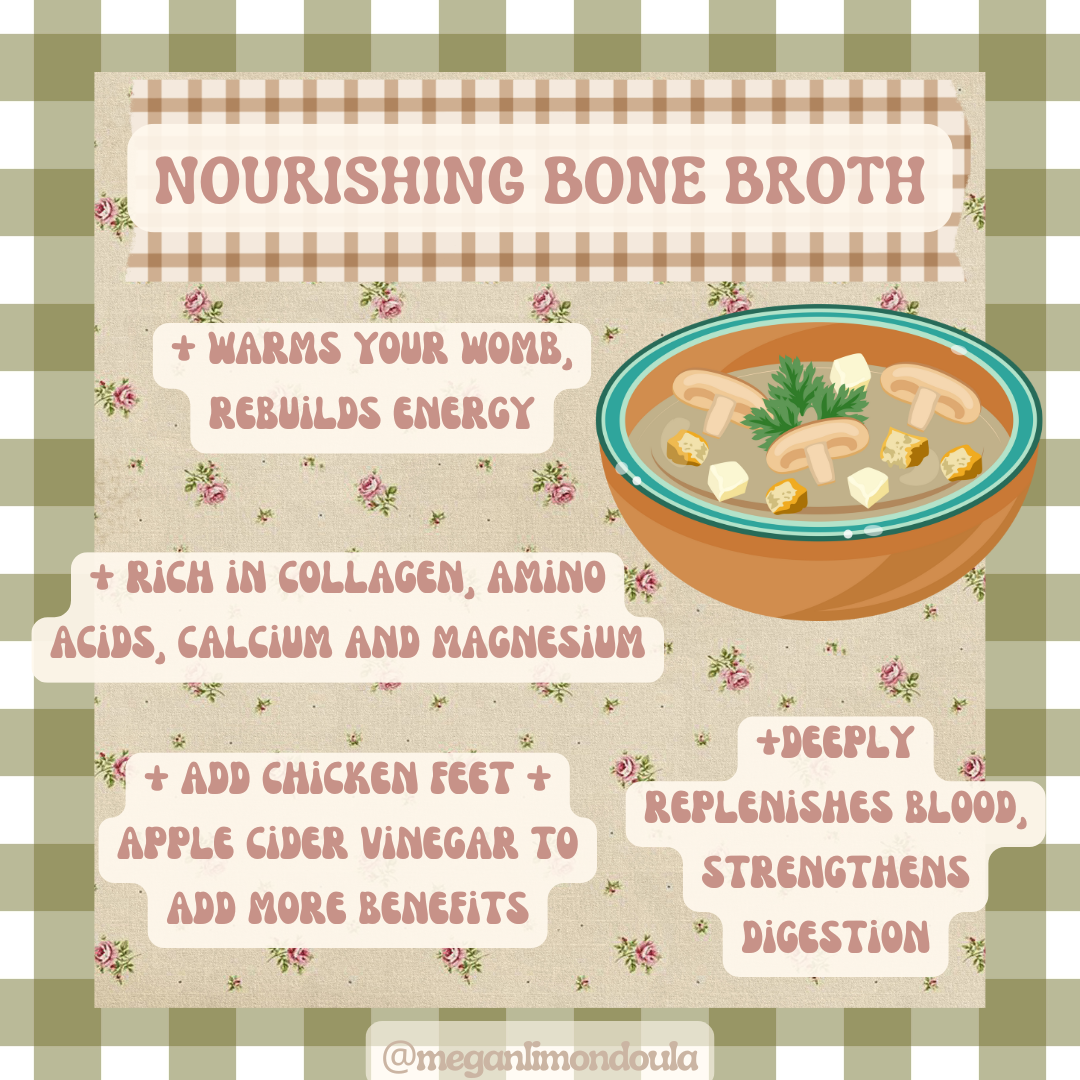 nourishing bone broth graphic with words