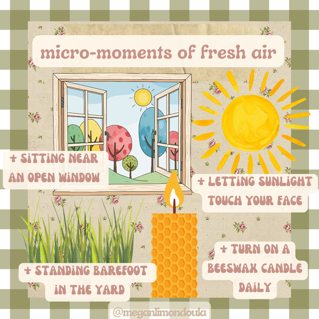 micro moments of fresh air sunshine window open grass candles graphic