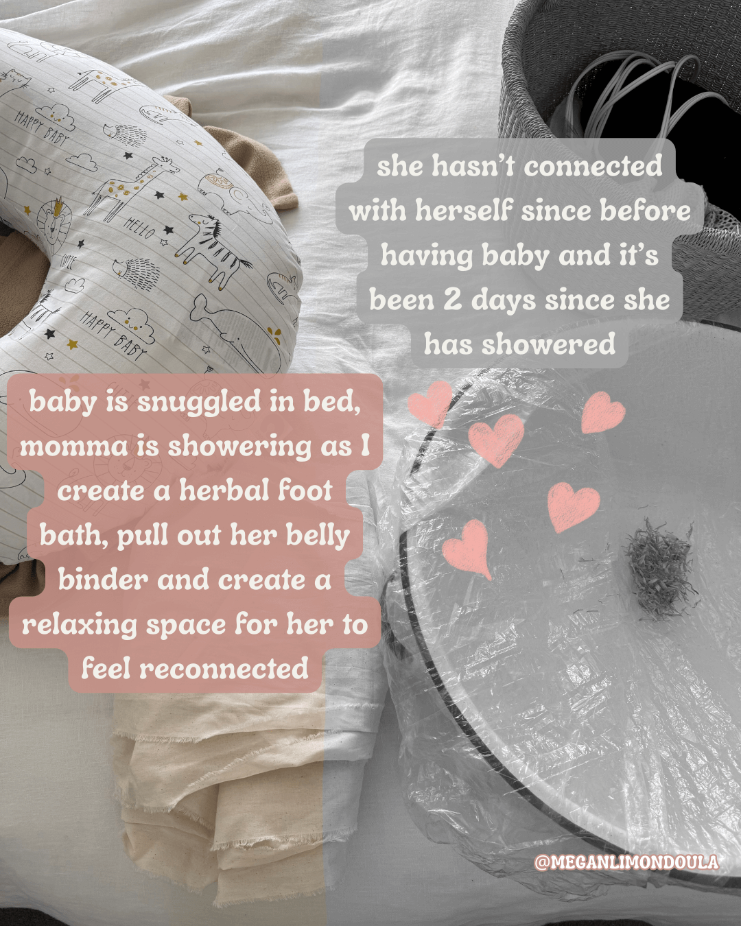 on bed with baby breastfeeding pillow in black and white and color