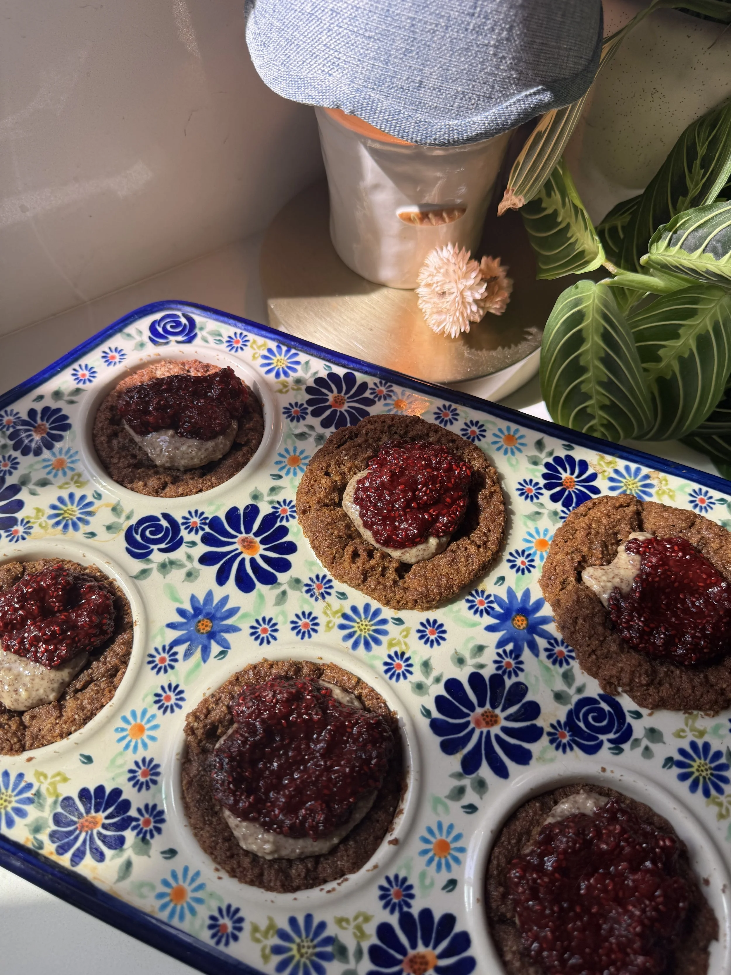Jammy Almond Butter Collagen Muffins