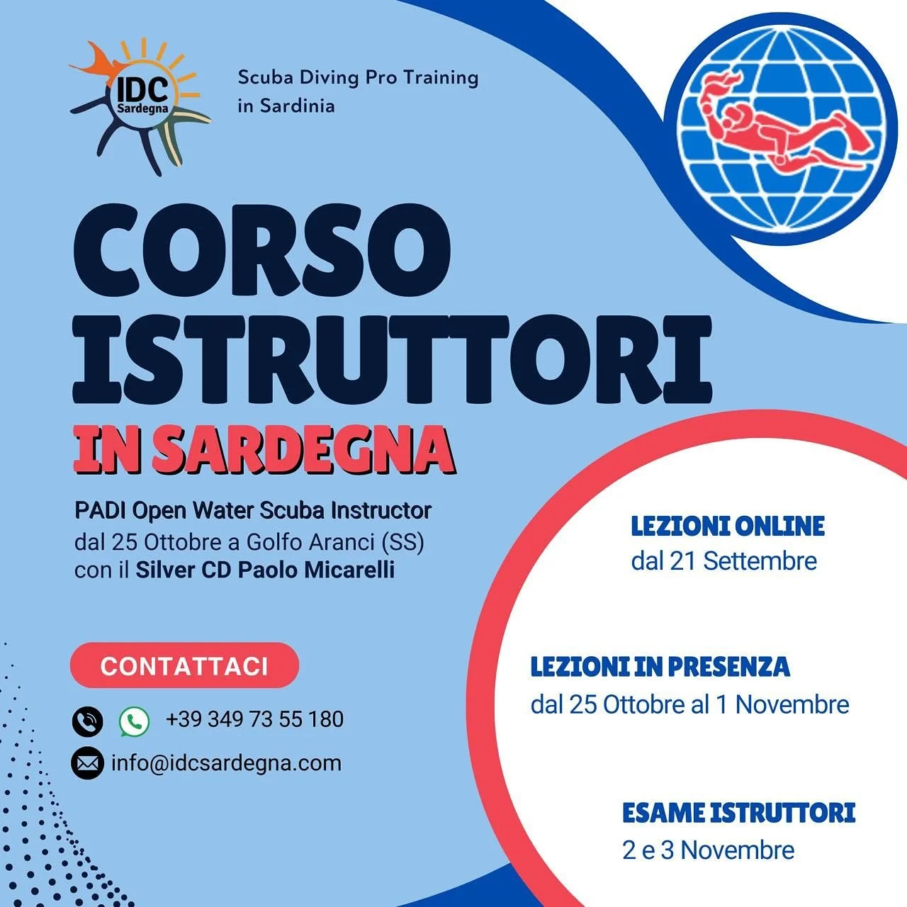 📈 Diventa Istruttore Subacqueo PADI a Golfo Aranci! 

🚶&zwj;♂️&zwj;➡️Sei un Divemaster o un Assistente Istruttore?
&Egrave; il momento di fare il passo successivo e trasformare la tua passione per il mare in una professione! 

📆 Dal 25 Ottobre al 