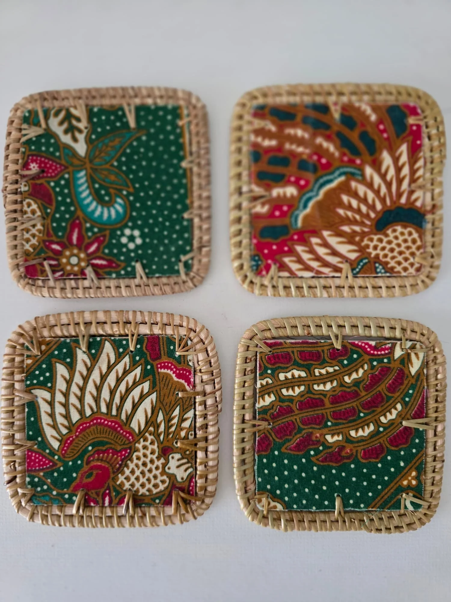 green & dark red square batik coaster 2.jpg