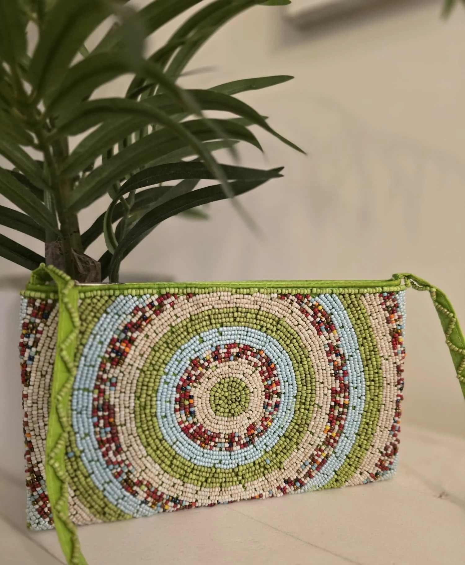 Lagoon Glow Beaded Purse | Handcrafted Bali Beaded Bag | Donbernae