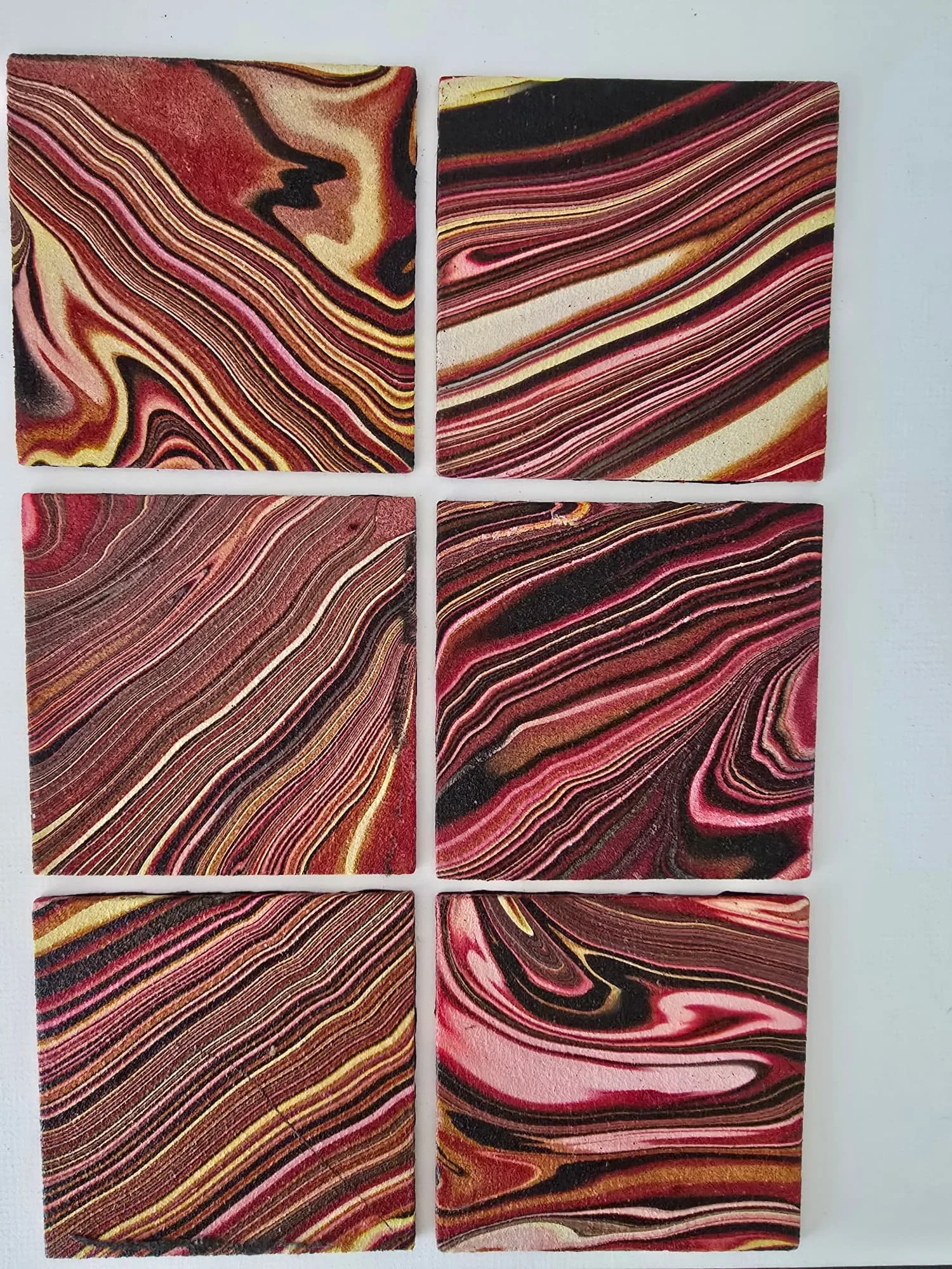 Deep red & yellow square coaster 2.jpg