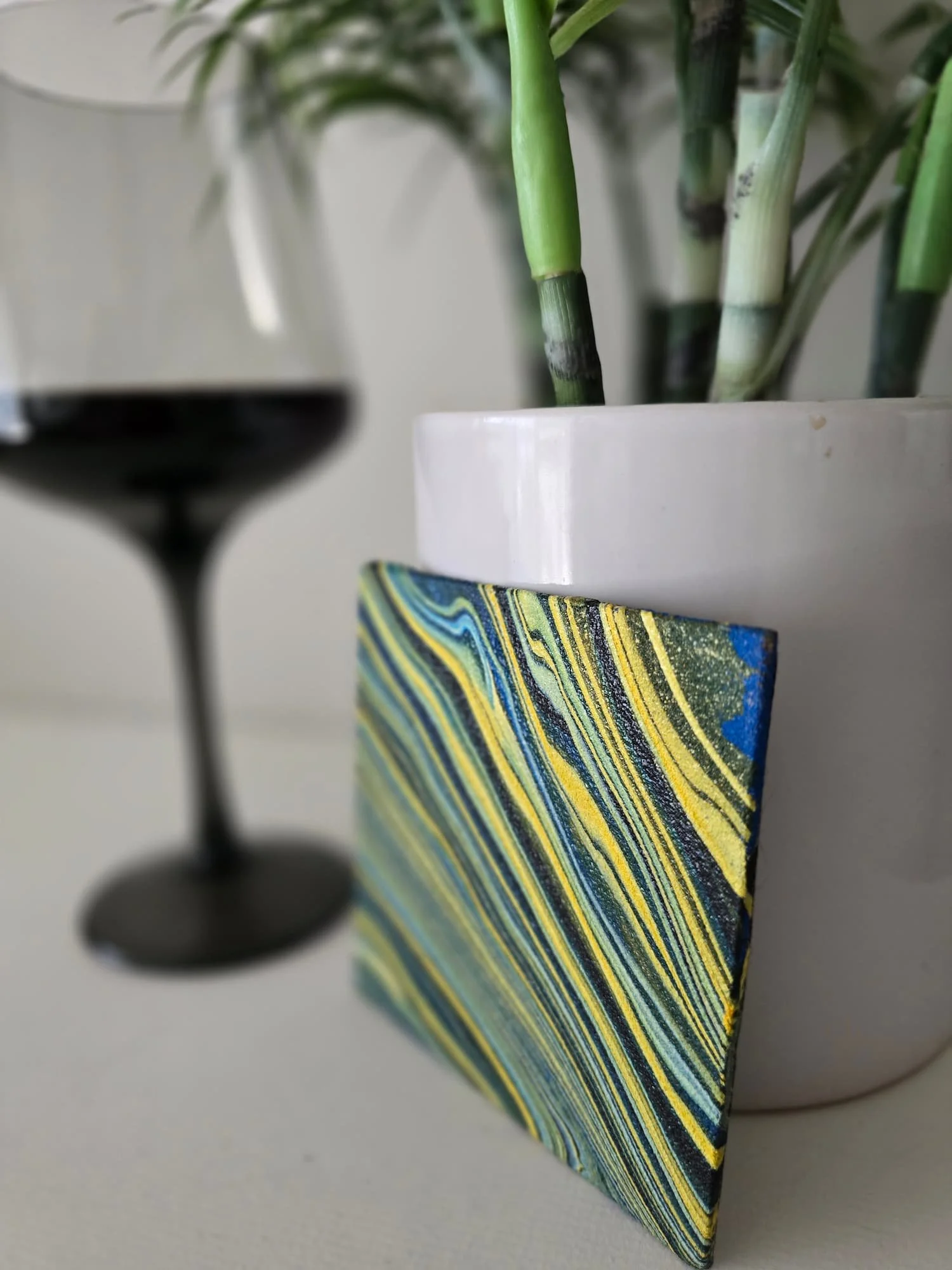 Green blue & yellow square coaster 2.jpg