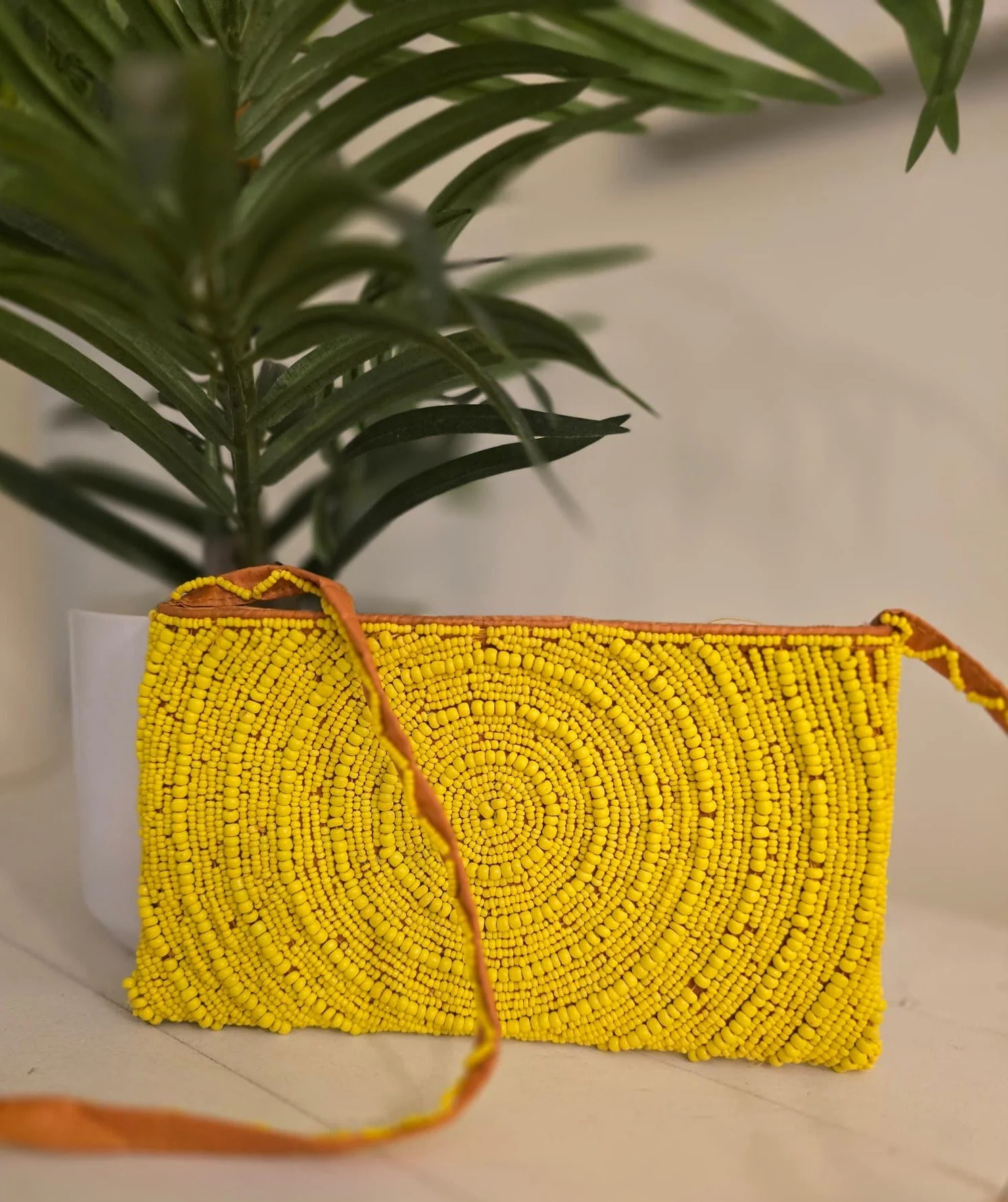 Golden Tide Beaded Purse | Handcrafted Bali Beaded Bag | Donbernae