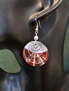 Crimson Pearl Shell Earrings | Handcrafted Bali Jewellery | Donbernae