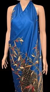 DONBERNAE tropical blue sarong styled as elegant island resort wear
