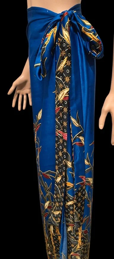 Blue floral DONBERNAE wrap dress inspired by tropical island living
