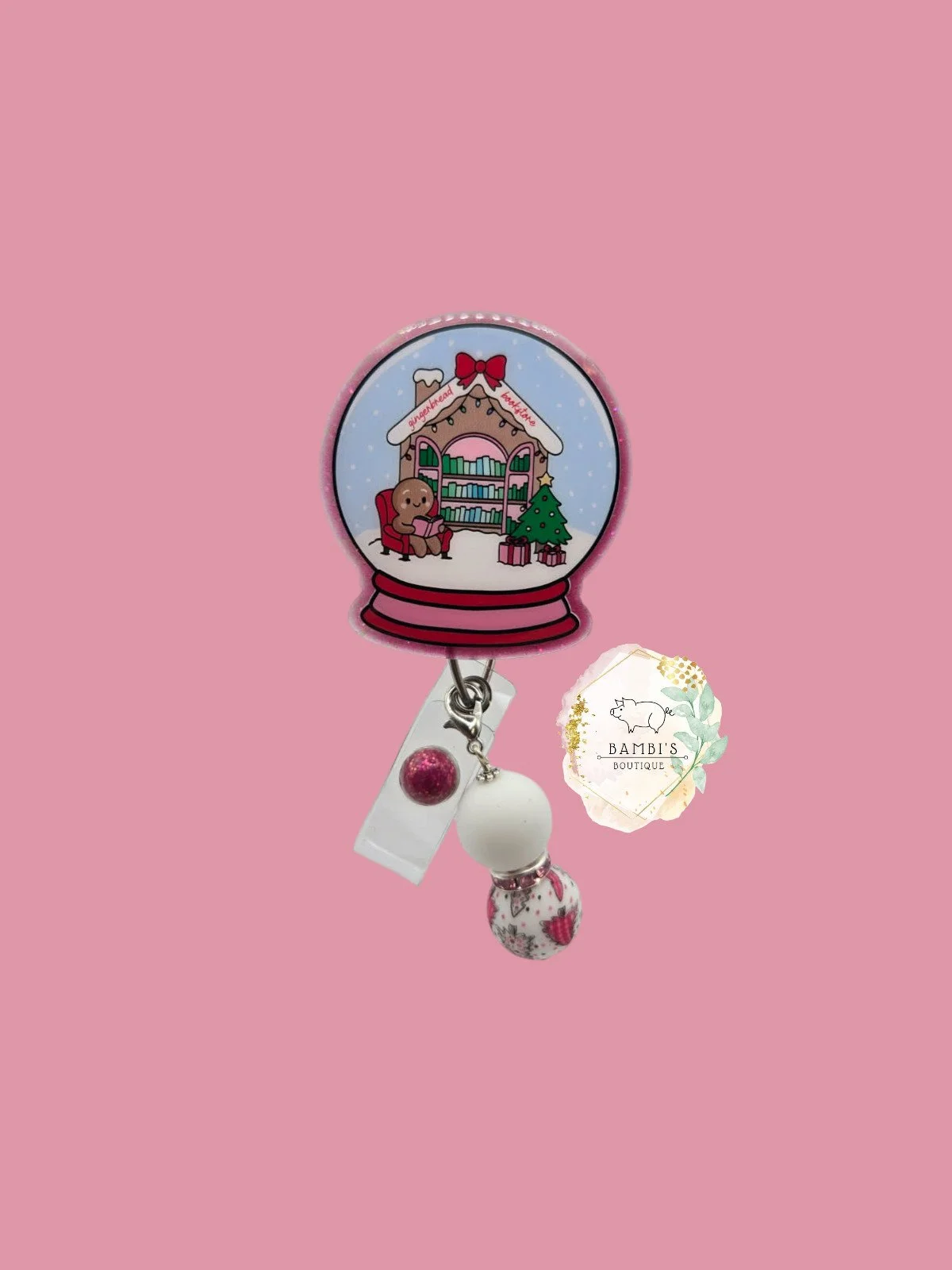 ❄️ Gingerbread Snowglobe Badge Reel – Cozy Christmas Edition