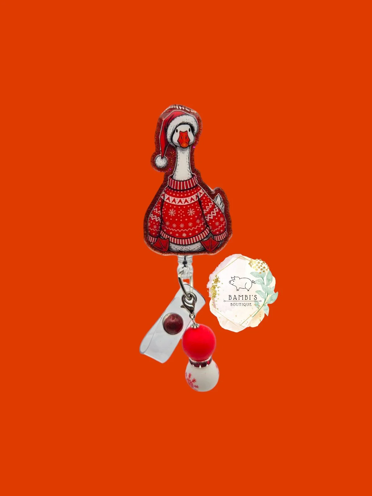 🎅 Christmas Goose Sweater Badge Reel – Holiday Humor Edition