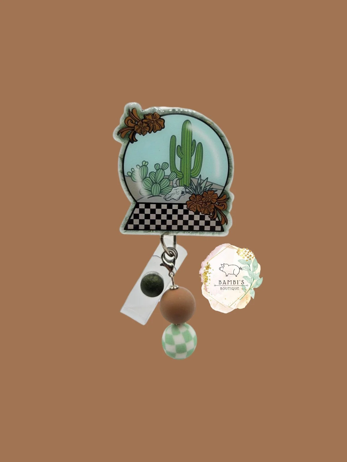 🌵 Cactus Snow Globe Badge Reel – Desert Dream Meets Retro Vibes