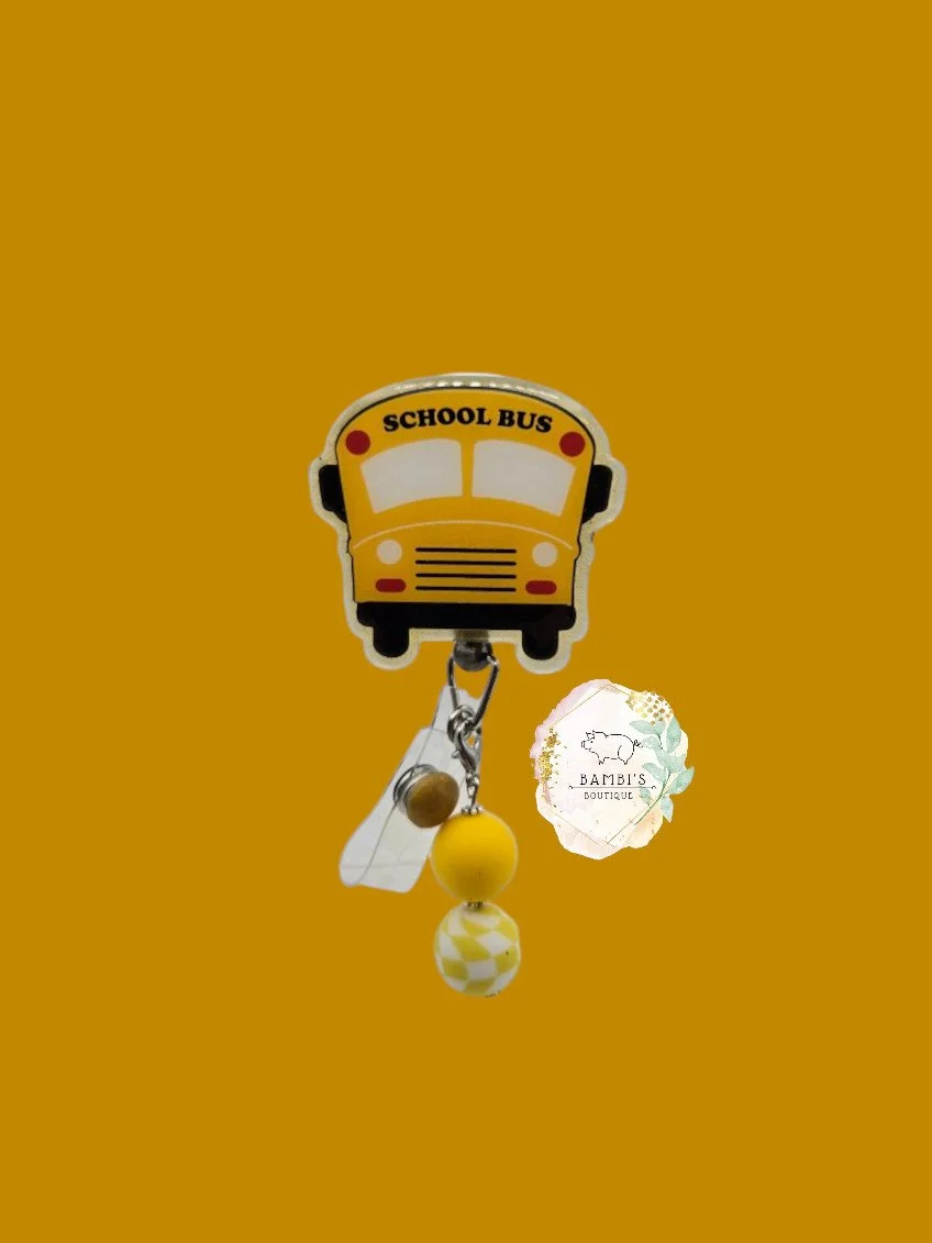 🚌 School Bus Badge Reel – A Bright Ride to Start Your Day!