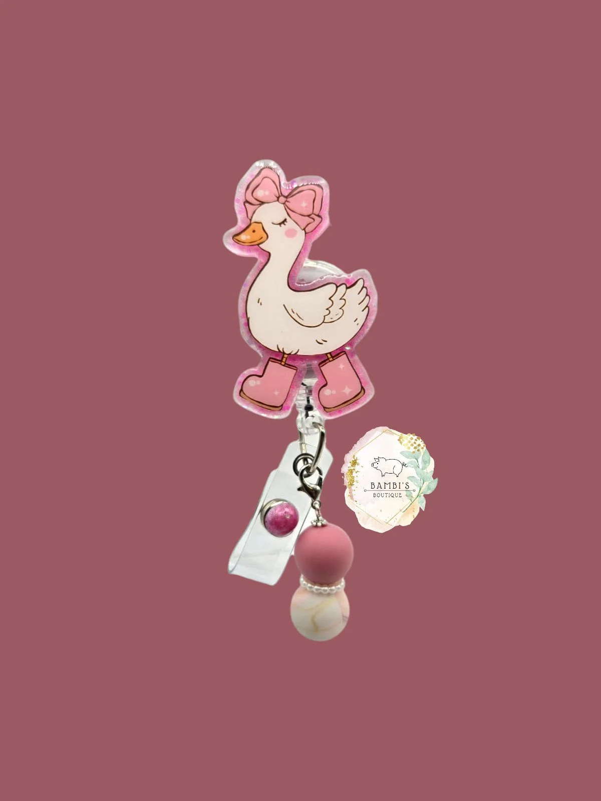 💗 Rainboot Goose Badge Reel – Sweet & Whimsical Edition