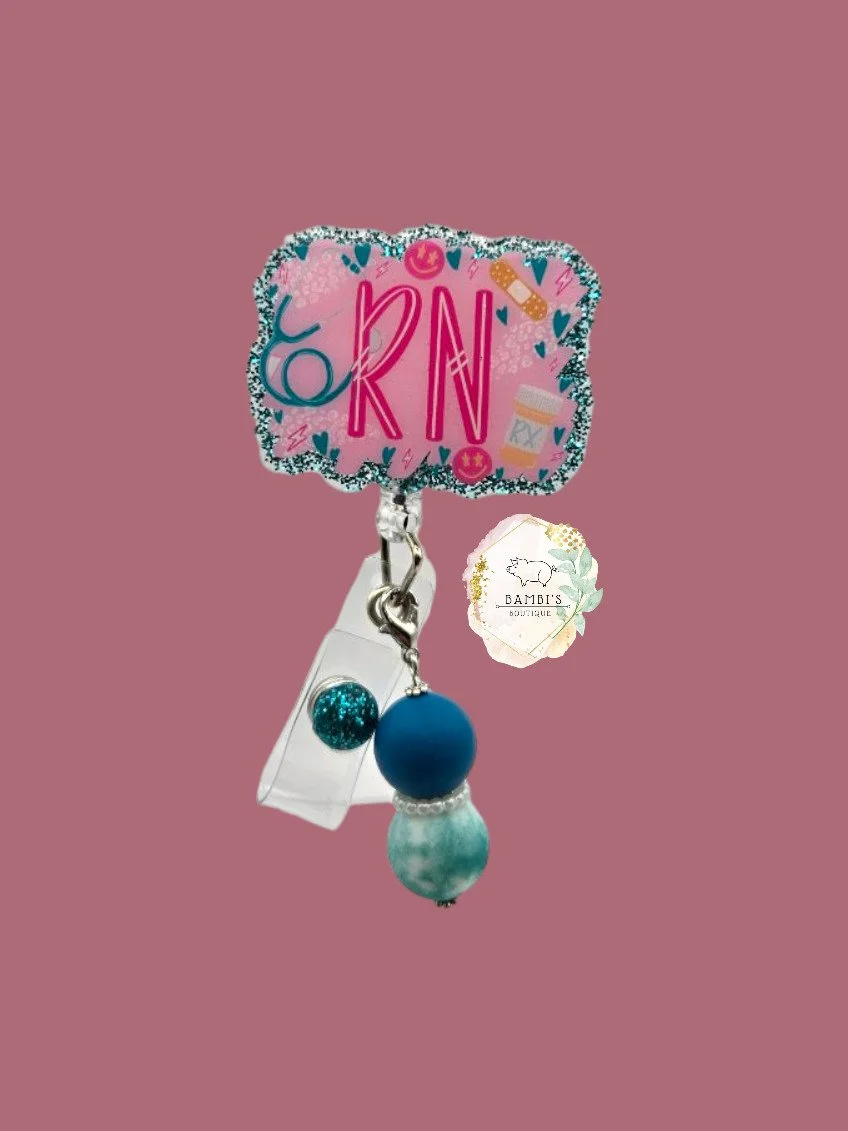 💖 Swirly RN Badge Reel – Cute Nurse Badge Holder for Registered Nurses