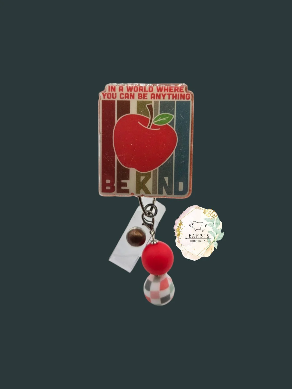 🍎 Apple “Be Kind” Badge Reel – Retro Teacher Edition