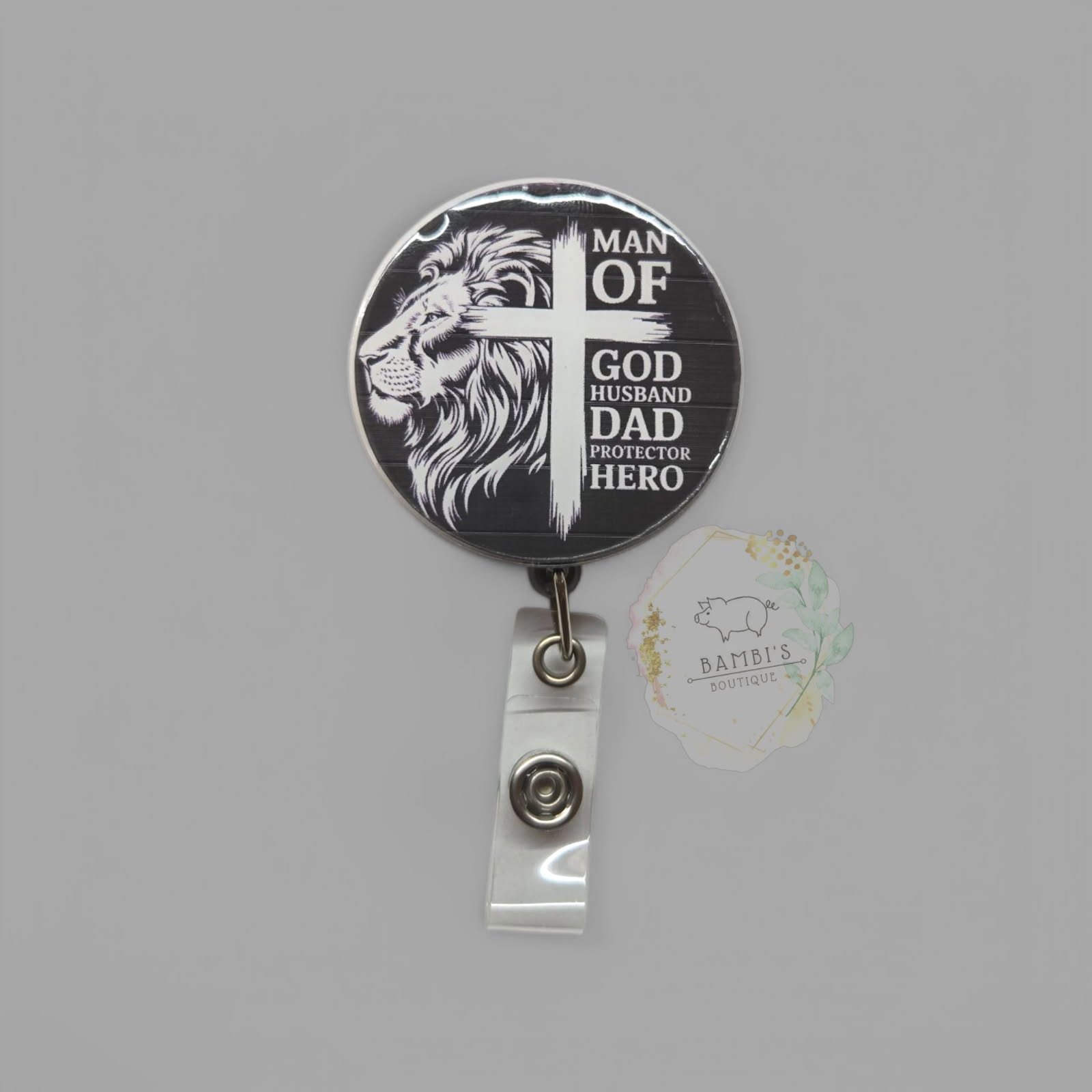 "Man of God Husband Dad Hero" Badge Reel - A Symbol of Faith and Strength!