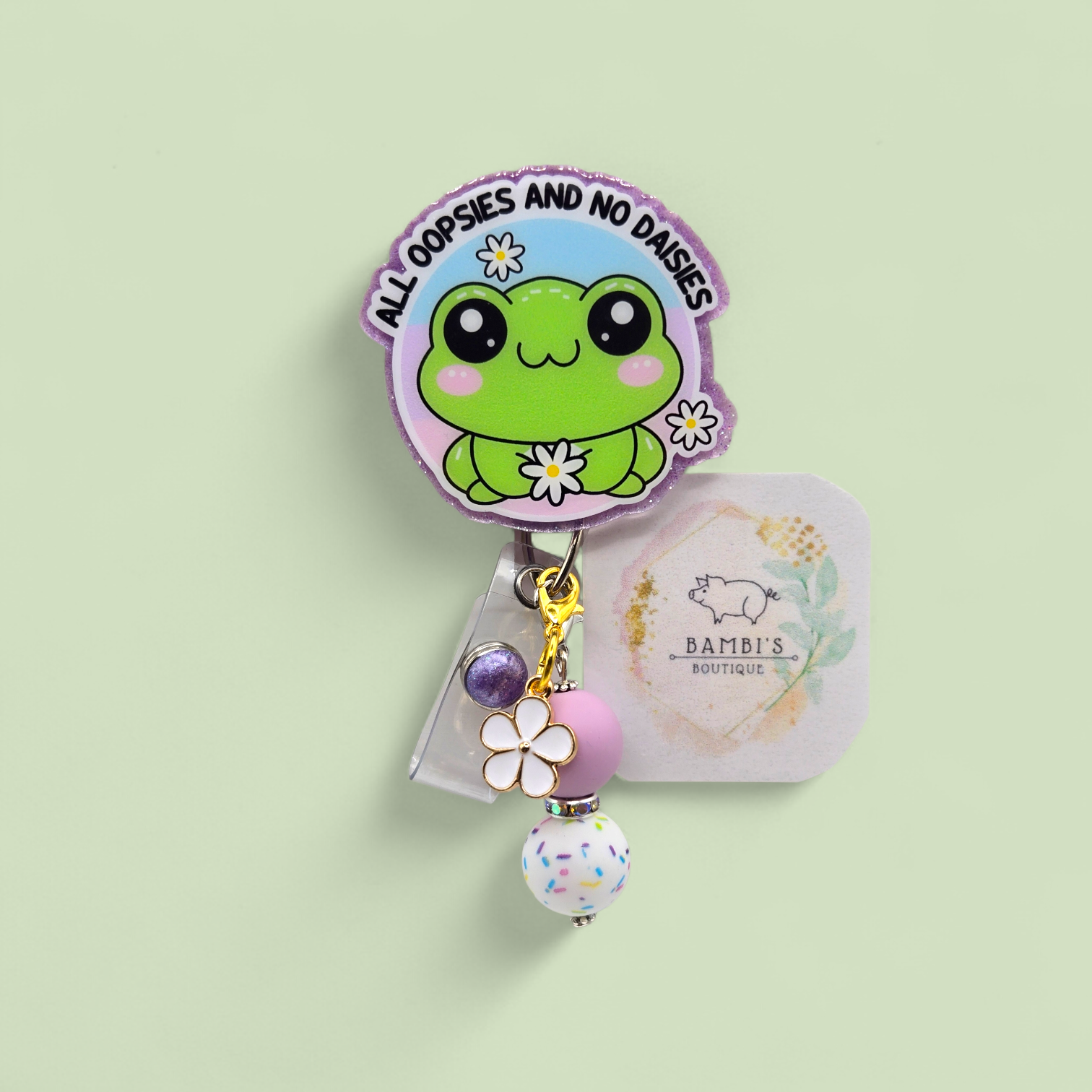 🐸 All Oopsies & No Daisies Frog Badge Reel