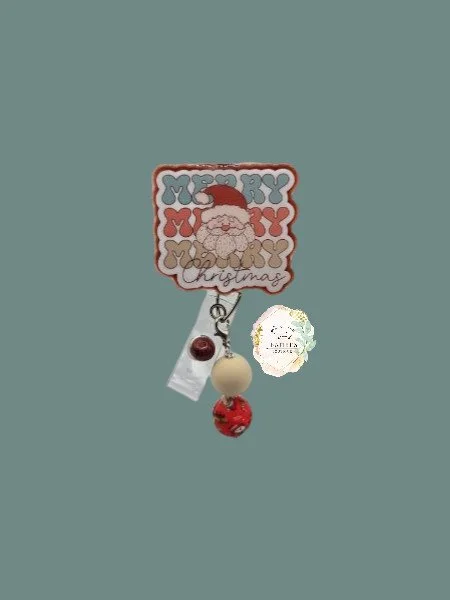 🎄 Retro Santa Merry Christmas Badge Reel – Vintage Holiday Cheer